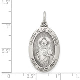 Sterling Silver Pendant, Sacred Heart of Jesus Medal with Radiant Halo Engraving