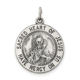 Sterling Silver Sacred Heart of Jesus Pendant with Devotional Inscription
