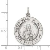 Sterling Silver Sacred Heart of Jesus Pendant with Halo and Heart Symbol, Religious Medal