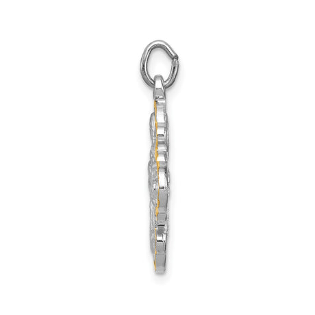 Sterling Silver Cross Pendant with Gold Trim Featuring Jesus, Virgin Mary, and Saints