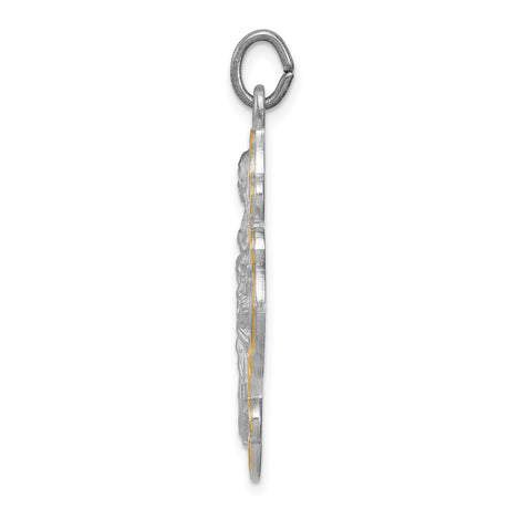 Sterling Silver Four-Way Cross Pendant with Sacred Heart, St. Joseph, St. Christopher, Miraculous Medal