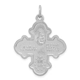 Sterling Silver Four-Way Cross Pendant with Sacred Heart, St. Joseph, St. Christopher, Miraculous Medal