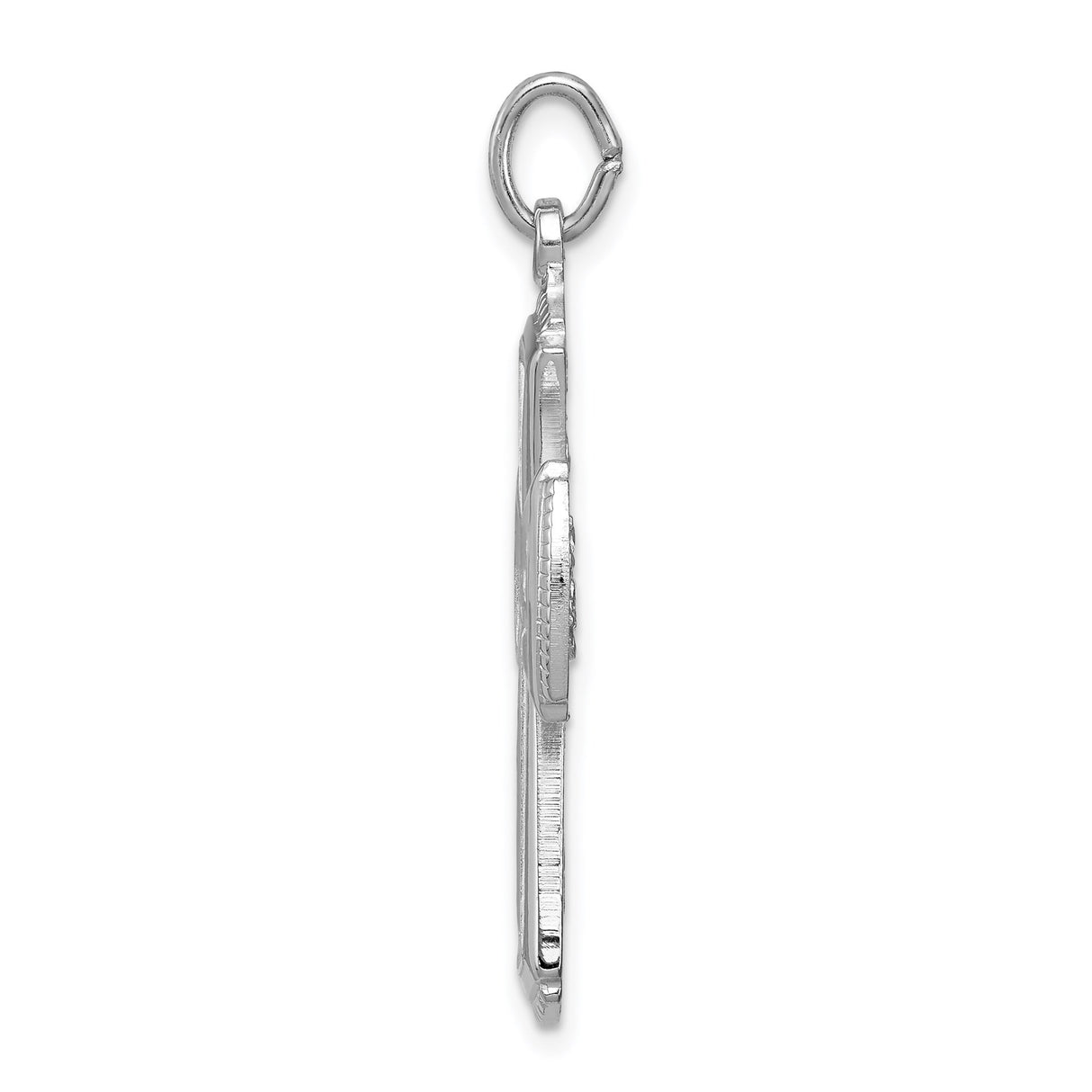 Sterling Silver Cross Pendant with Flared Design and Angel Detail for Men and Women