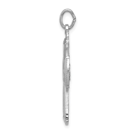 Sterling Silver Cross Pendant with Flared Design and Angel Detail for Men and Women