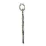 Antiqued Four Way Cruciform Cross Charm Pendant in Real 925 Sterling Silver