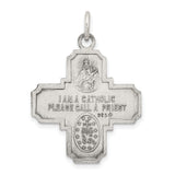 Antiqued Four Way Cruciform Cross Charm Pendant in Real 925 Sterling Silver