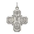 Antiqued Four Way Cruciform Cross Charm Pendant in Real 925 Sterling Silver