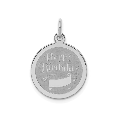 Sterling Silver Pendant with Happy Birthday Message and Blank Banner Charm