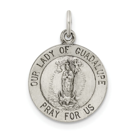 Sterling Silver Pendant Featuring Our Lady of Guadalupe, Catholic Medal with Engraving for Women