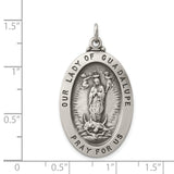 Our Lady of Guadalupe Pray For Us Words Oval Charm Pendant in Real 925 Sterling Silver