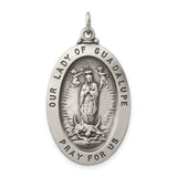 Our Lady of Guadalupe Pray For Us Words Oval Charm Pendant in Real 925 Sterling Silver