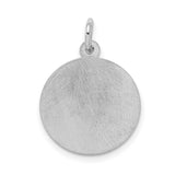 Sterling Silver Round Pendant with Happy Anniversary Engraving and Etched Border