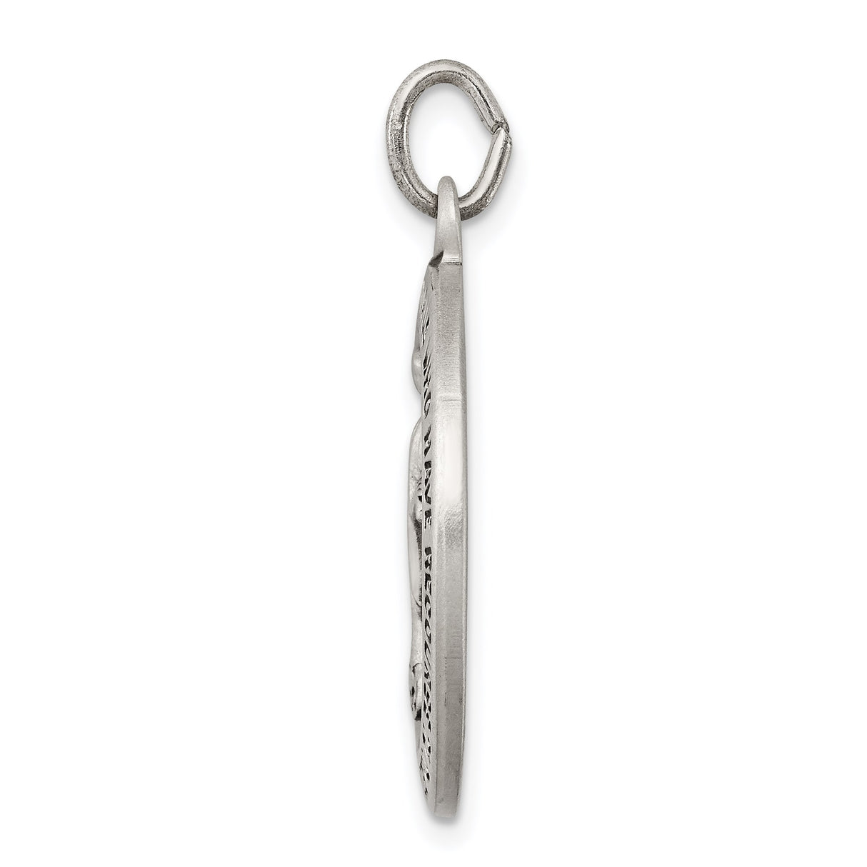 Sterling Silver Miraculous Medal Pendant with Virgin Mary Inscription, Religious Jewelry