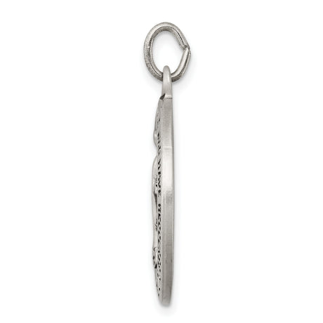 Sterling Silver Miraculous Medal Pendant with Virgin Mary Inscription, Religious Jewelry