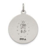 Sterling Silver Miraculous Medal Pendant with Virgin Mary Inscription, Religious Jewelry