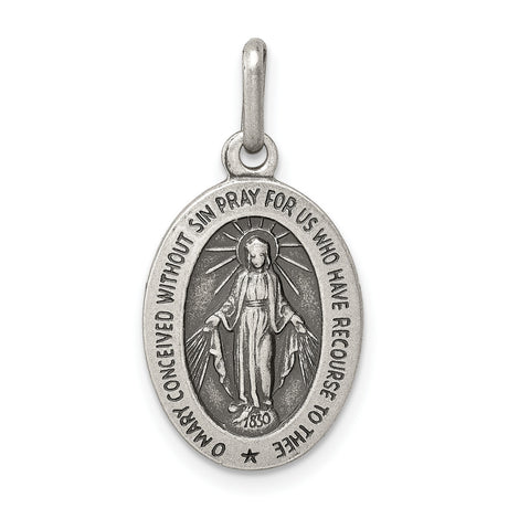 Sterling Silver Miraculous Medal Virgin Mary Pendant, Catholic Devotional Jewelry for Women or Unisex