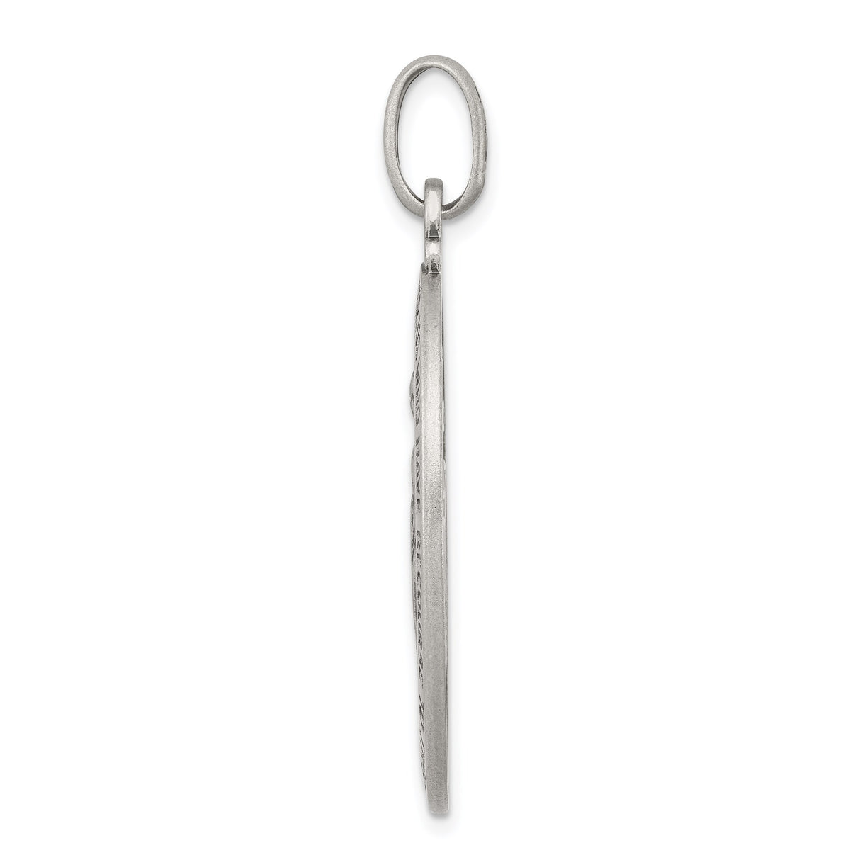 Sterling Silver Miraculous Medal Pendant with Virgin Mary and Inscription