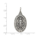 Sterling Silver Miraculous Medal Pendant with Virgin Mary and Inscription