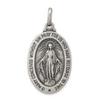 Sterling Silver Miraculous Medal Pendant with Virgin Mary and Inscription