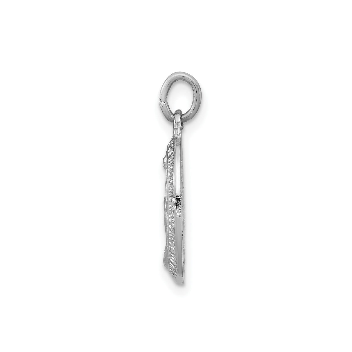 Sterling Silver Miraculous Medal Pendant Featuring Virgin Mary and Prayer