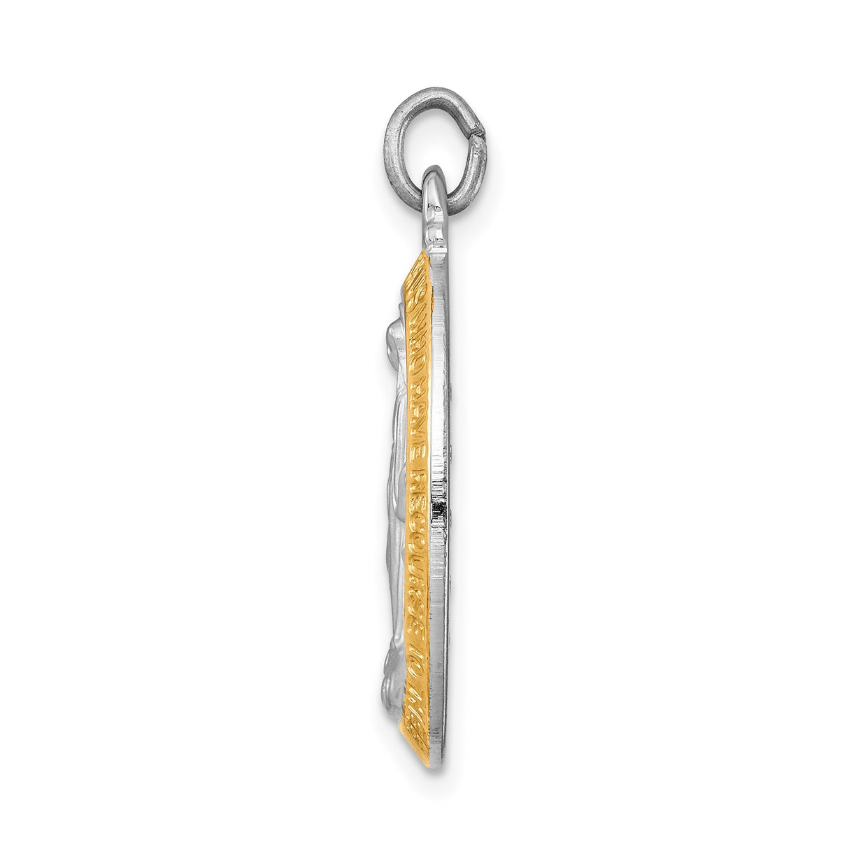 Sterling Silver Miraculous Medal Pendant with Gold Tone Border, Virgin Mary Design, Catholic Religious Jewelry