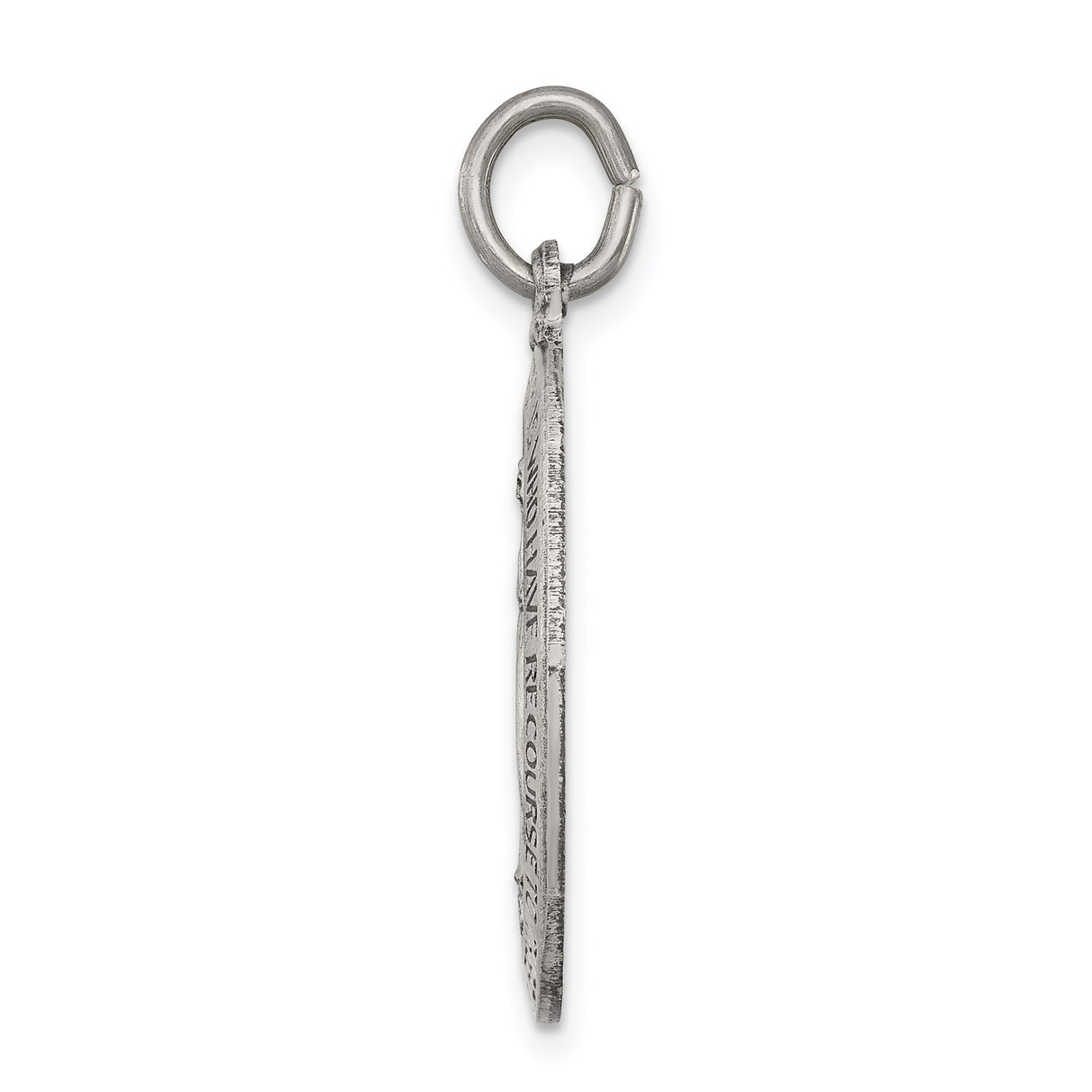 Sterling Silver Miraculous Medal Pendant Featuring Virgin Mary and Religious Inscription