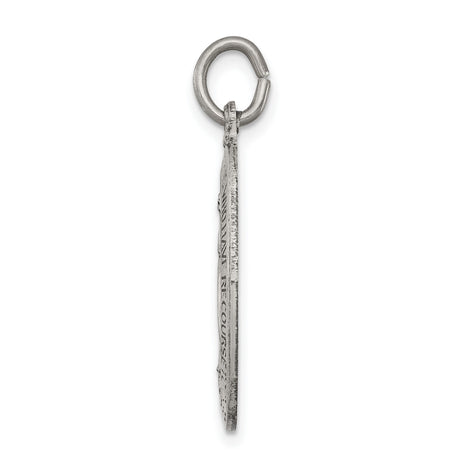 Sterling Silver Miraculous Medal Pendant Featuring Virgin Mary and Religious Inscription