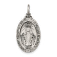 Sterling Silver Miraculous Medal Pendant Featuring Virgin Mary and Religious Inscription