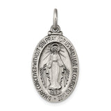 Sterling Silver Miraculous Medal Pendant Featuring Virgin Mary and Religious Inscription