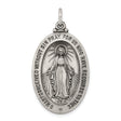 Sterling Silver Miraculous Medal Pendant with Virgin Mary and O Mary Conceived Prayer