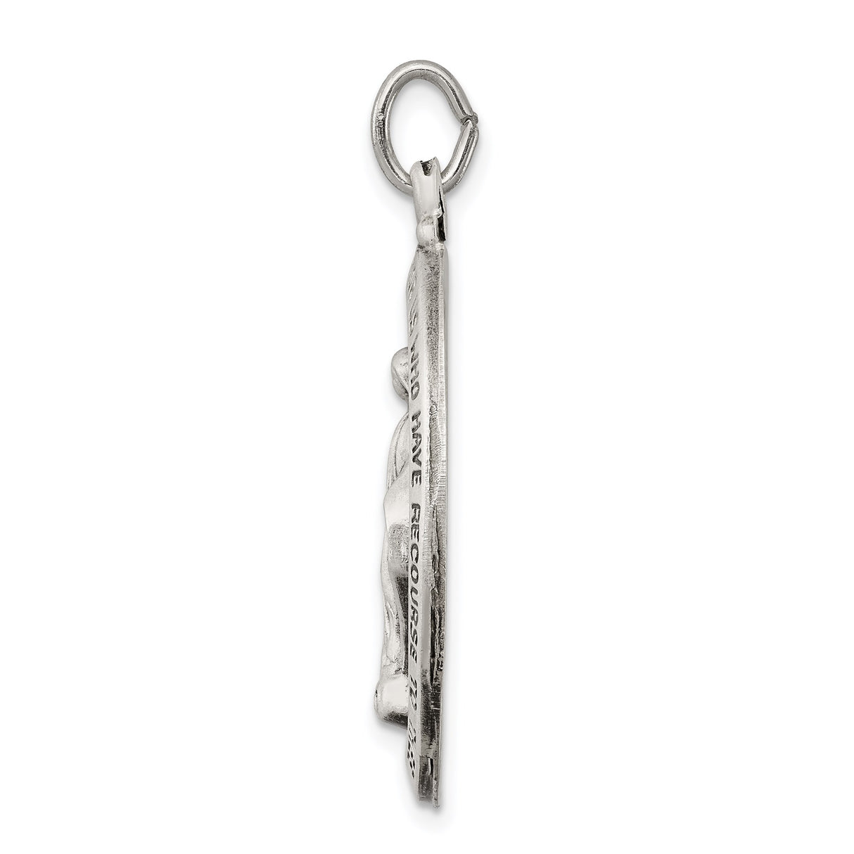 Sterling Silver Miraculous Medal Pendant with Virgin Mary and Prayer Inscription