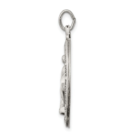 Sterling Silver Miraculous Medal Pendant with Virgin Mary and Prayer Inscription
