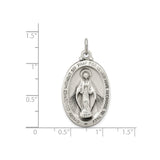 Sterling Silver Miraculous Medal Pendant with Virgin Mary and Prayer Inscription