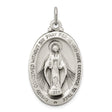 Sterling Silver Miraculous Medal Pendant with Virgin Mary and Prayer Inscription