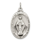 Sterling Silver Miraculous Medal Pendant with Virgin Mary and Prayer Inscription