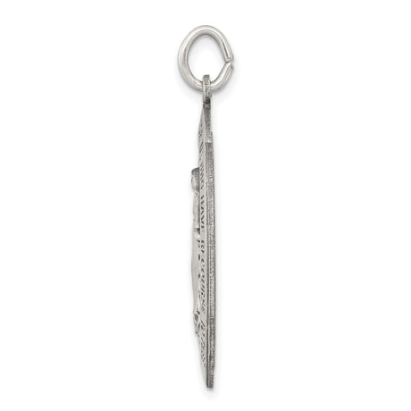 Sterling Silver Miraculous Medal Pendant with Virgin Mary and O Mary Conceived Prayer