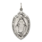Sterling Silver Miraculous Medal Pendant with Virgin Mary and O Mary Conceived Prayer