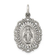 Sterling Silver Miraculous Medal Pendant Featuring Virgin Mary and Religious Inscription