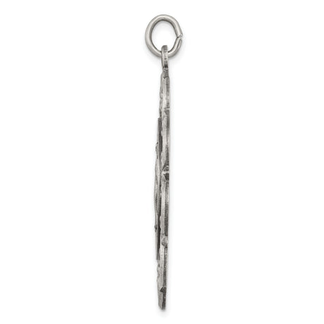 Sterling Silver Miraculous Medal Pendant Featuring Virgin Mary and Devotional Inscription