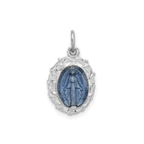 Sterling Silver Miraculous Medal Pendant with Virgin Mary and Inscription