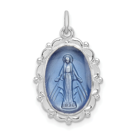 Sterling Silver Miraculous Medal Pendant with Virgin Mary and 1830 Date, Catholic Charm