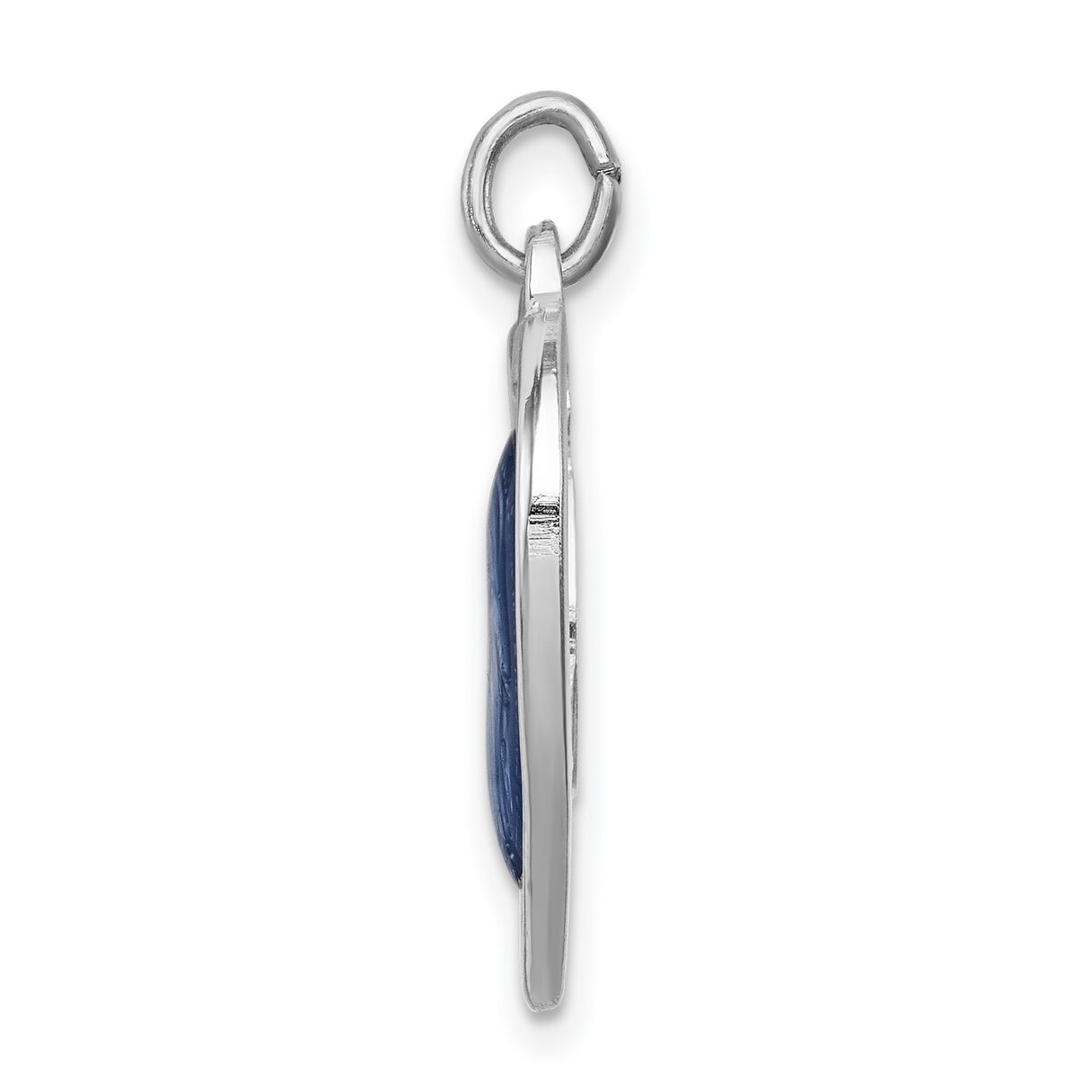 Sterling Silver Heart Pendant with Blue Enamel Virgin Mary and Marian Symbols