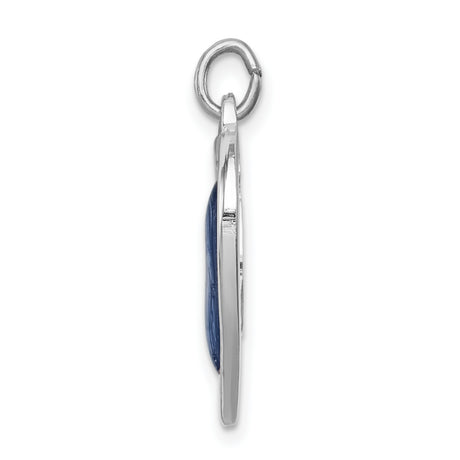 Sterling Silver Heart Pendant with Blue Enamel Virgin Mary and Marian Symbols