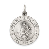 Sterling Silver Catholic Pendant with Crowned Virgin Mary and Scapular Medal