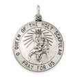 Queen of the Holy Scapular Medal Charm Pendant in Real 925 Sterling Silver