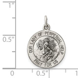 Sterling Silver Our Lady of Perpetual Help Medal with Virgin Mary and Jesus, Christian Pendant