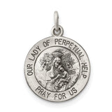 Sterling Silver Our Lady of Perpetual Help Medal with Virgin Mary and Jesus, Christian Pendant