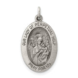 Sterling Silver Our Lady of Perpetual Help Medal Pendant Featuring Virgin Mary and Jesus