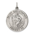 Saint Christopher Protect Us Words Charm Pendant in Real 925 Sterling Silver