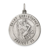 Saint Christopher Protect Us Words Charm Pendant in Real 925 Sterling Silver